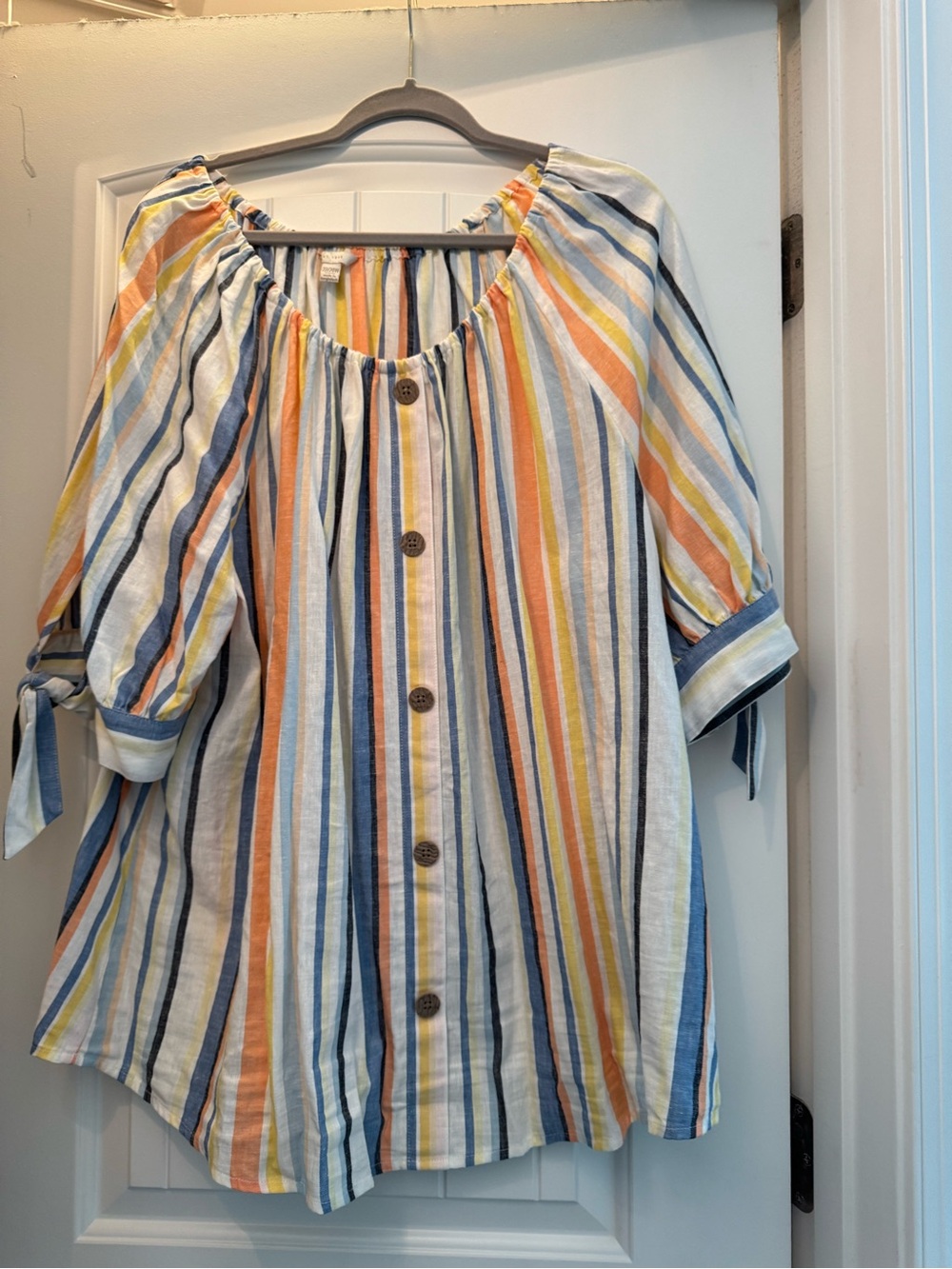 Cato Multicolor Striped Button-Front Blouse